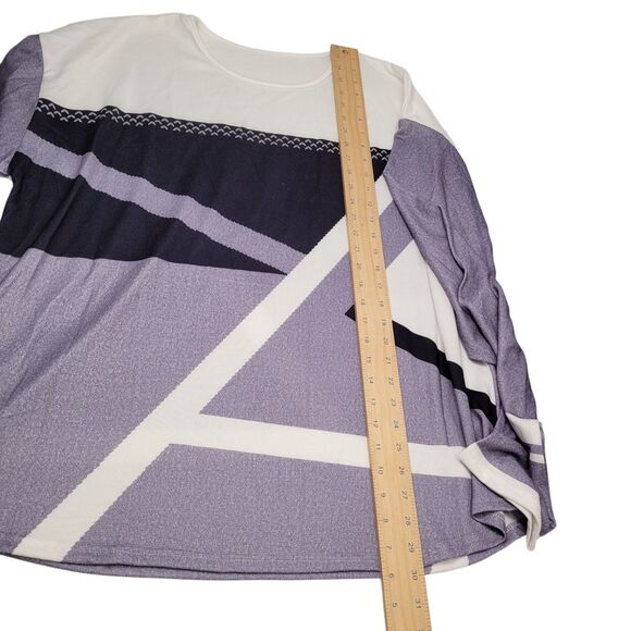 Women Abstract Geometric Long Sleeve Top Gray/White/Black Pullover 4X-Large - Picture 7 of 7
